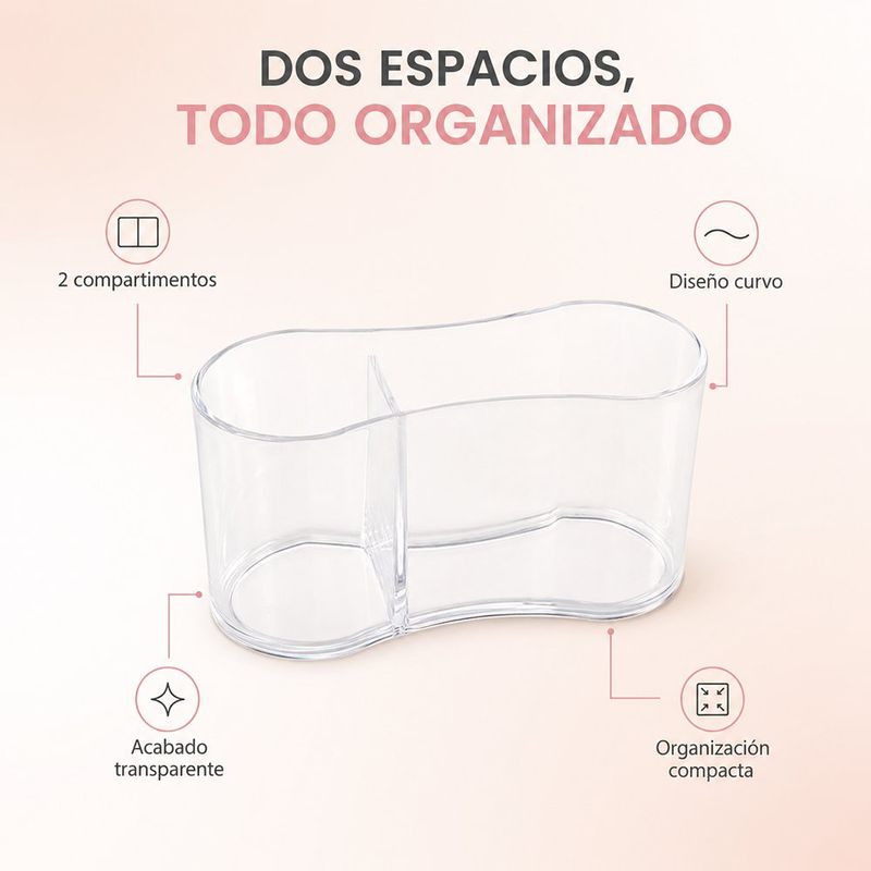 Organizador de Cosméticos con 2 Divisiones Color Transparente