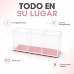 Organizador de Cosméticos 3 Divisiones Color Rosado