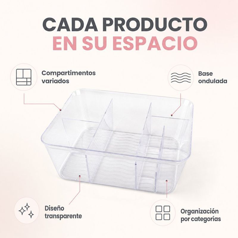 Organizador de Cosméticos 8 Divisiones Color Transparente