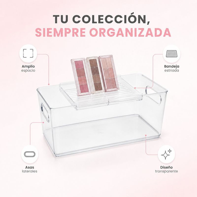 Bandeja Organizadora para Cosméticos de Plástico Transparente