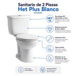 Sanitario de 2 Piezas Het Plus Blanco