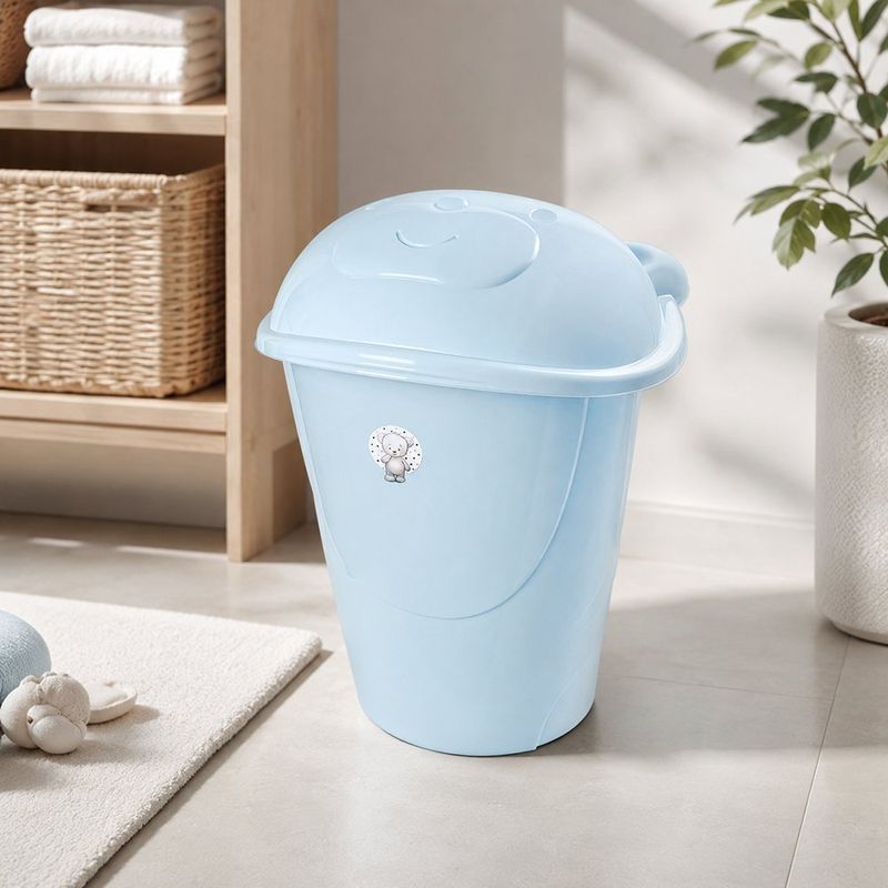 Cesta para Ropa Infantil con Tapa de 5 Litros Color Celeste