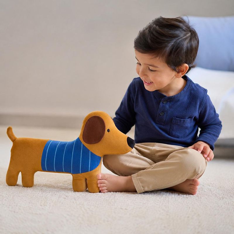 Cojín de Peluche Diseño Perrito Color Café y Azul
