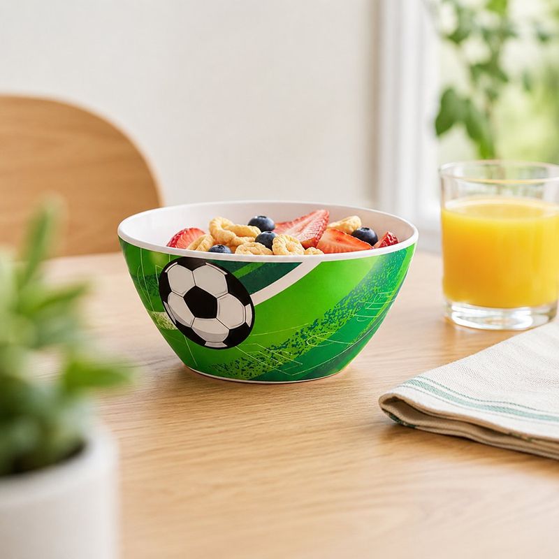 Plato Hondo de Melamina 14.2 Cm con Diseño Mundial Balón de Fútbol