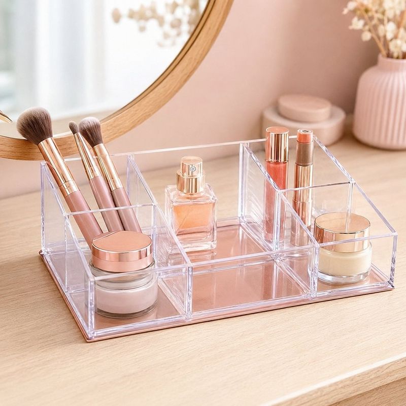 Caja Organizadora para Cosméticos de Acrílico Color Rosado