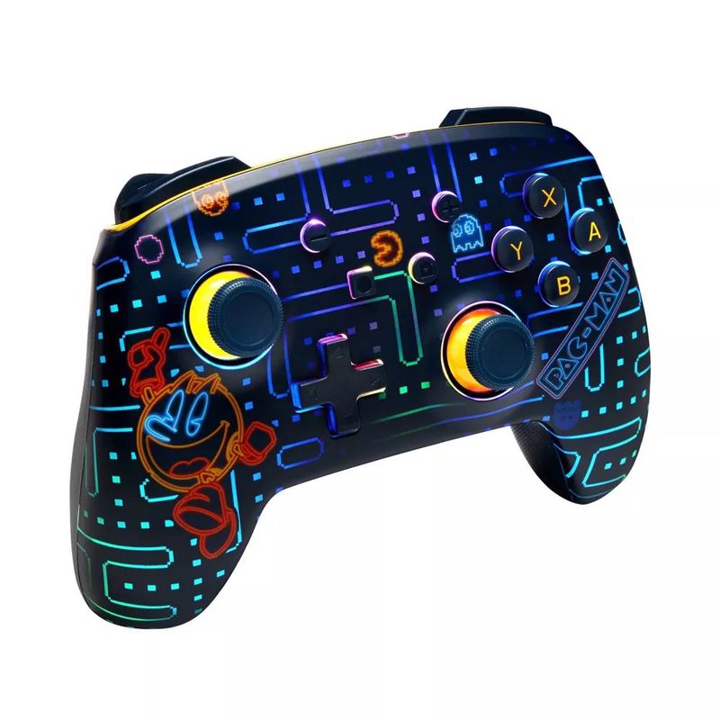Control Inalámbrico para Nintendo Switch con Iluminación LED Diseño Pac-Man Retro