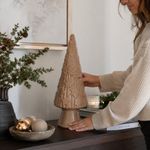 Árbol Navideño Decorativo de Vidrio Beige Sólido