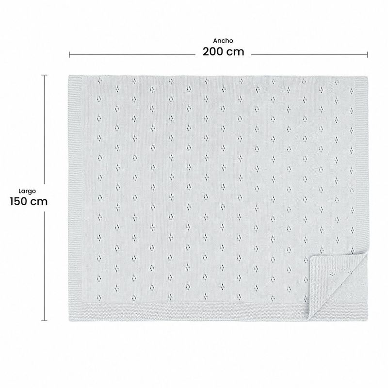 Frazada de Tejido de Punto Calado para Bebé Color Gris 150x200 Cm