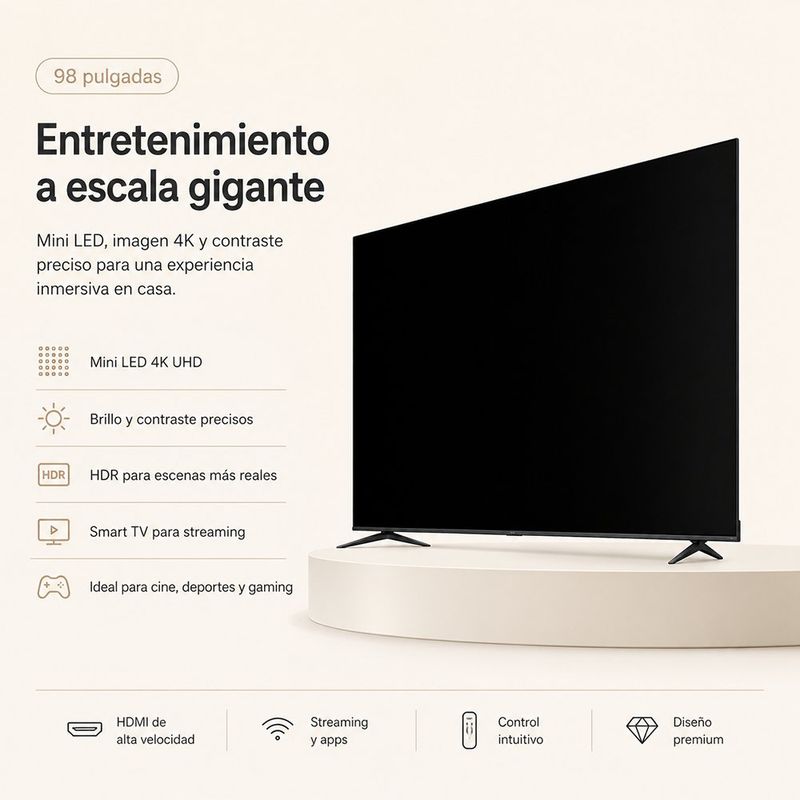 Televisor Smart de 98" Xiaomi S Mini LED 2026 Color Negro