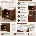Vanity de Piso con Lavamanos de PVC Integrado Color Café Cherry Mistic 84 Cm