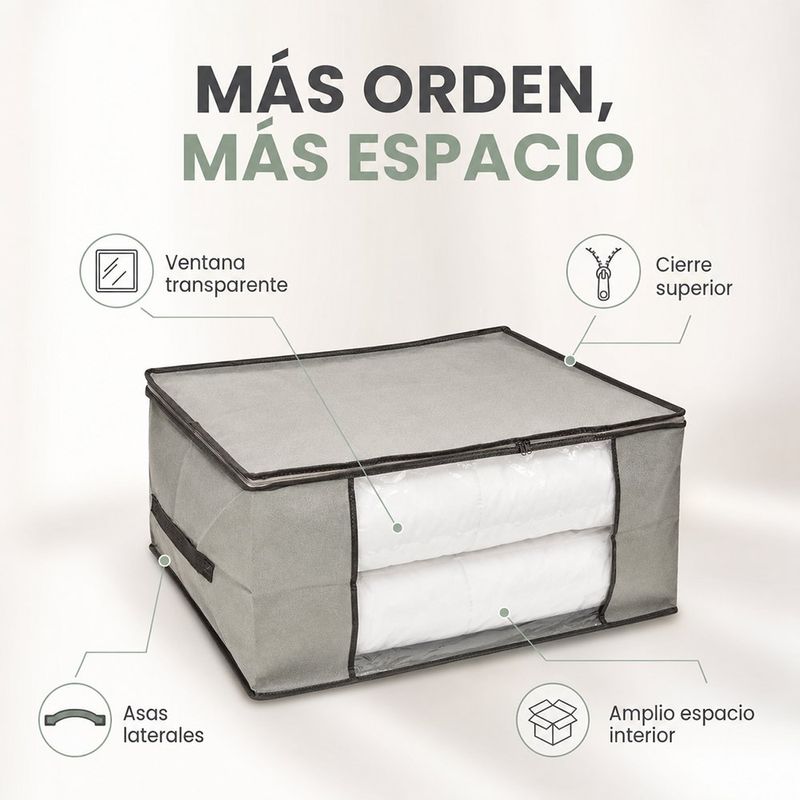 Bolsa para Ropa con Ventana Transparente y Cierre Superior 60x45x30 Cm Color Gris