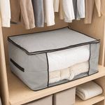 Bolsa para Ropa con Ventana Transparente y Cierre Superior 60x45x30 Cm Color Gris