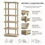Estante de Plástico con 6 Repisas Capacidad 300 lb Color Beige