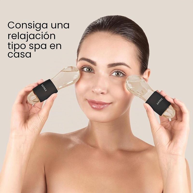 Set de Masajeadores Faciales Tecnología Frío-Calor 7 en 1 Color Negro 2 Piezas