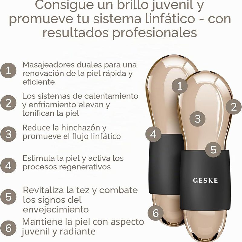 Set de Masajeadores Faciales Tecnología Frío-Calor 7 en 1 Color Negro 2 Piezas