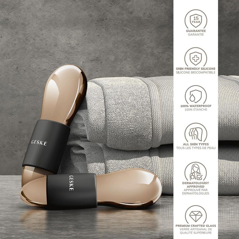 Set de Masajeadores Faciales Tecnología Frío-Calor 7 en 1 Color Negro 2 Piezas