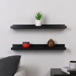 Set de 2 Repisas Flotantes Decorativas de Madera Color Negro de 45 cm