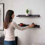 Set de 2 Repisas Flotantes Decorativas de Madera Color Negro de 45 cm
