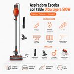 Aspiradora Escoba con Cable Ultra Ligera 500W