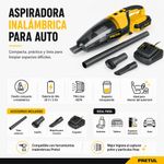 Aspiradora Inalámbrica Pretul para Limpieza de Auto y Superficies Color Amarillo