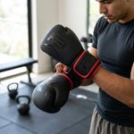 Guantes para Boxeo Recreativo de 12 Oz para Entrenamiento Color Negro