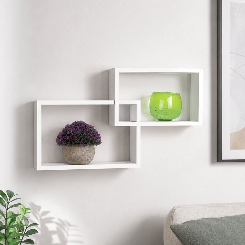 Set de 2 Repisas Intercaladas de Madera Blancas de 49.5 cm