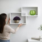 Set de 2 Repisas Intercaladas de Madera Blancas de 49.5 cm