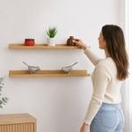 Set de 2 Repisas Flotantes Decorativas de Madera Acabado Café Natural de 60 cm