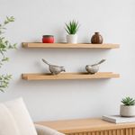 Set de 2 Repisas Flotantes Decorativas de Madera Acabado Café Natural de 60 cm