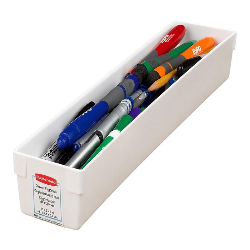 Organizador para Gaveta de Plástico Blanco Angosto de 38.1x7.6 Cm