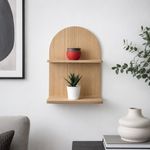 Repisa Decorativa Tipo Arco de Madera con 2 Niveles Acabado Café Pino de 36 cm