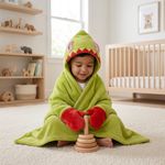 Frazada Infantil con Capucha de Duende Navideño Tela Suave con Guantes Integrados Verde