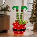 Figura Navideña 3D de Piernas de Elfo con Luces LED 74 Cm Color Rojo y Verde