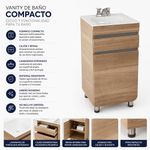 Vanity de Piso Aluvia de Madera Aglomerada con Lavamanos de Porcelana Integrado Café 45 Cm