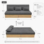 Sofá Cama Mike de 3 Asientos con Gavetas Integradas Color Gris