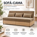 Sofá Cama Mike Convertible 3 Plazas con Gavetas Integradas Café 193 x 90 x 84 Cm
