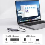 Adaptador Multipuerto Hub USB-C 5 en 1 con Puerto HDMI 4K y Puertos USB 3.0 de Alta Velocidad Color Gris