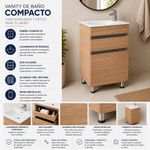 Vanity de Piso Aluvia de Madera Aglomerada con Lavamanos de Porcelana Integrado Café 40 Cm