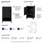 Vanity de Piso Aluvia Esencial de Madera Aglomerada con Lavamanos de Porcelana Negro 45 Cm
