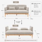Sofá Cama Charles de 2 Plazas con Respaldo Reclinable de 210 x 82 x 85 cm Beige