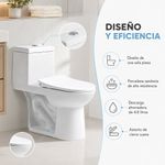 Sanitario de Una Pieza Equix II Porcelana con Descarga 4.8 L Botón Sencillo y Cierre Suave