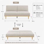 Sofá Cama Stuart con Respaldo Reclinable de 189 x 89 x 87 cm Beige