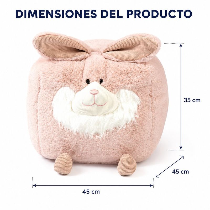 Sofá Infantil Diseño de Conejo con Orejas Color Rosado para Cuartos y Salas de Juego