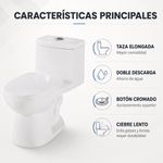 Sanitario de Una Pieza de Cerámica Redondo con Descarga Doble 4/6 L Botón Superior y Cierre Suave