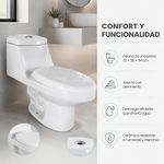 Sanitario de Una Pieza Tadao Cerámica con Taza Elongada Descarga Doble y Cierre Lento