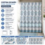 Cortina de Baño con Ganchos Impermeable Diseño de Mandalas Azul 183 x 178 Cm