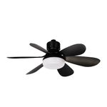 Ventilador LED con Rosca E27 de 15 W 6 Aspas Luz CCT Ajustable en Color Negro