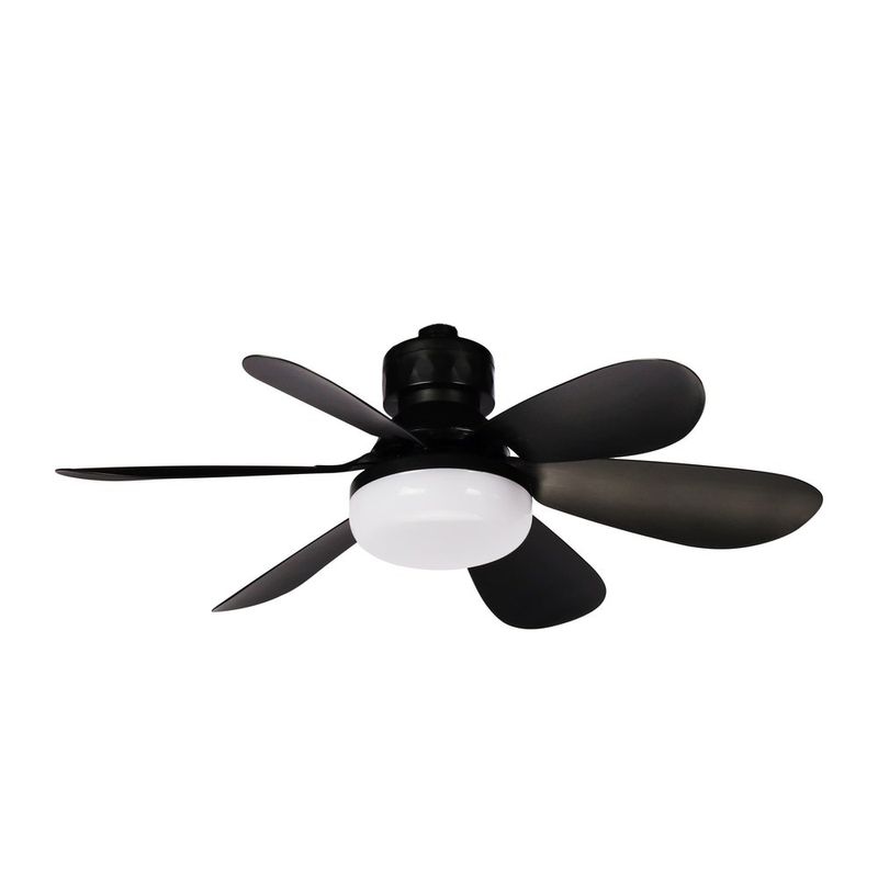 Ventilador LED con Rosca E27 de 15 W 6 Aspas Luz CCT Ajustable en Color Negro