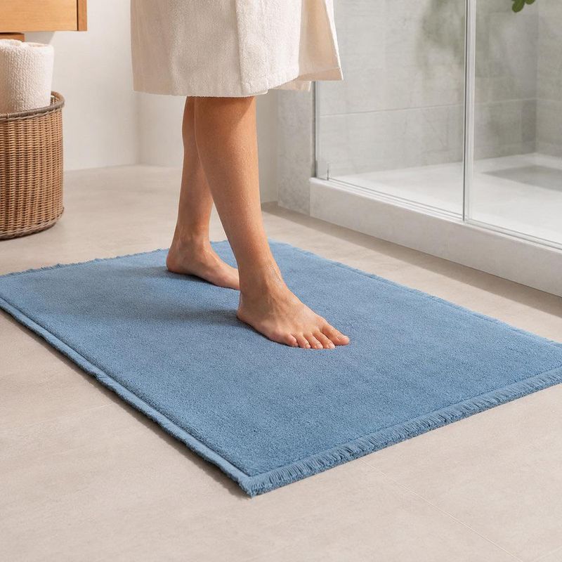 Alfombra de Baño de Algodón 50 x 80 cm Color Azul Humo