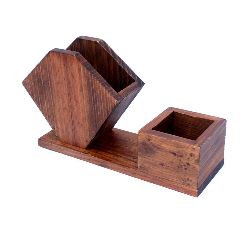 Servilletero con Compartimento para Salero y Condimentos de Madera